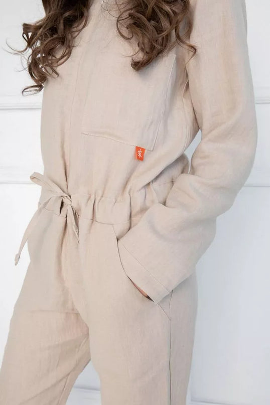 Sofa Killer kūno spalvos lininis kombinezonas