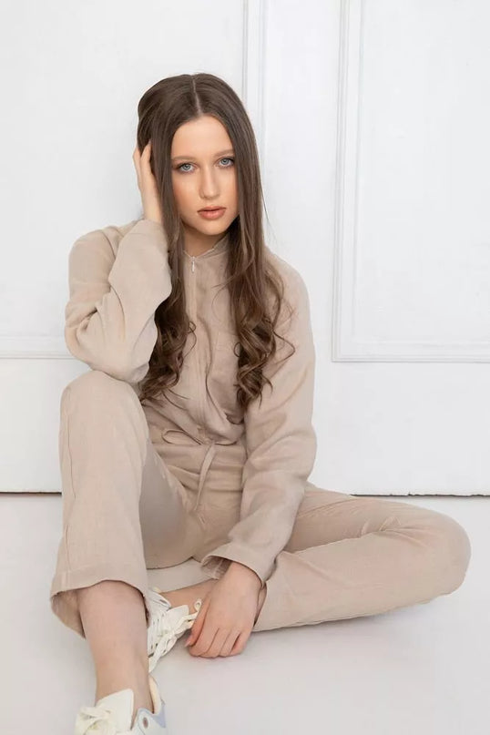 Sofa Killer kūno spalvos lininis kombinezonas